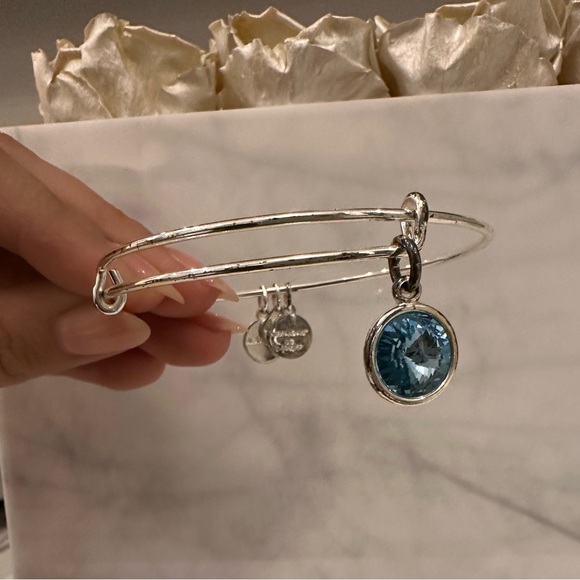 ALEX & ANI CHARM BANGLE, Aquamarine - March Birthstone - Picture 3 of 4